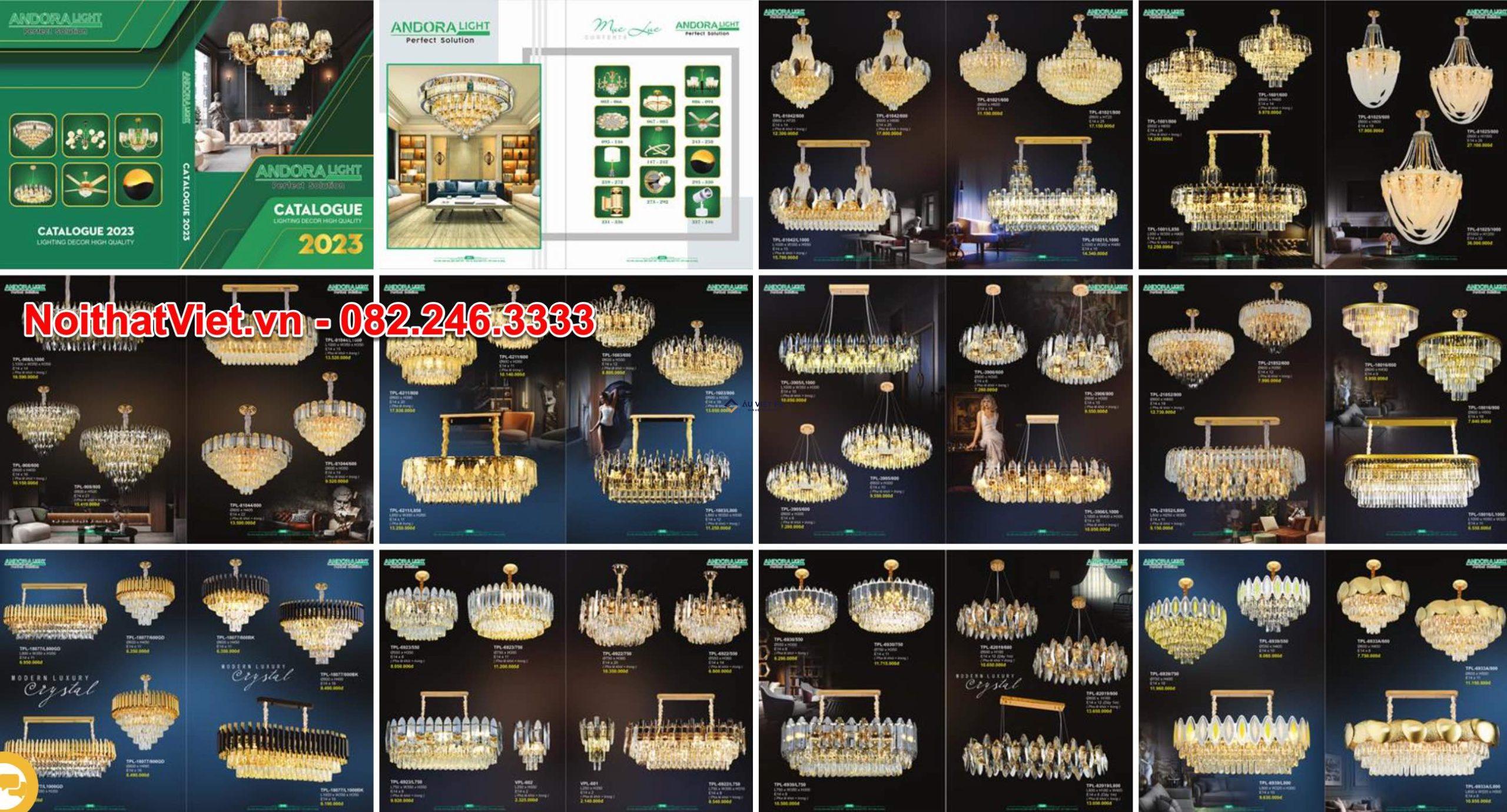 Catalog kèm bảng giá đèn trang trí Andora 2024, Andora, Đèn trang trí Andora, Đèn chùm, Đèn thả, Đèn trang trí